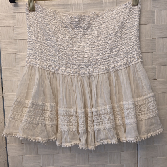 St. Tropez Dresses & Skirts - St. Tropez Cream Smocked Tiered Skirt with Embroidered Trim